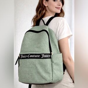 Juicy Couture Sage Green Embossed Logo Backpack NWOT Y2K Style